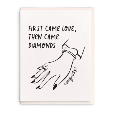 Diamonds, Letterpress Engagement Greeting Card