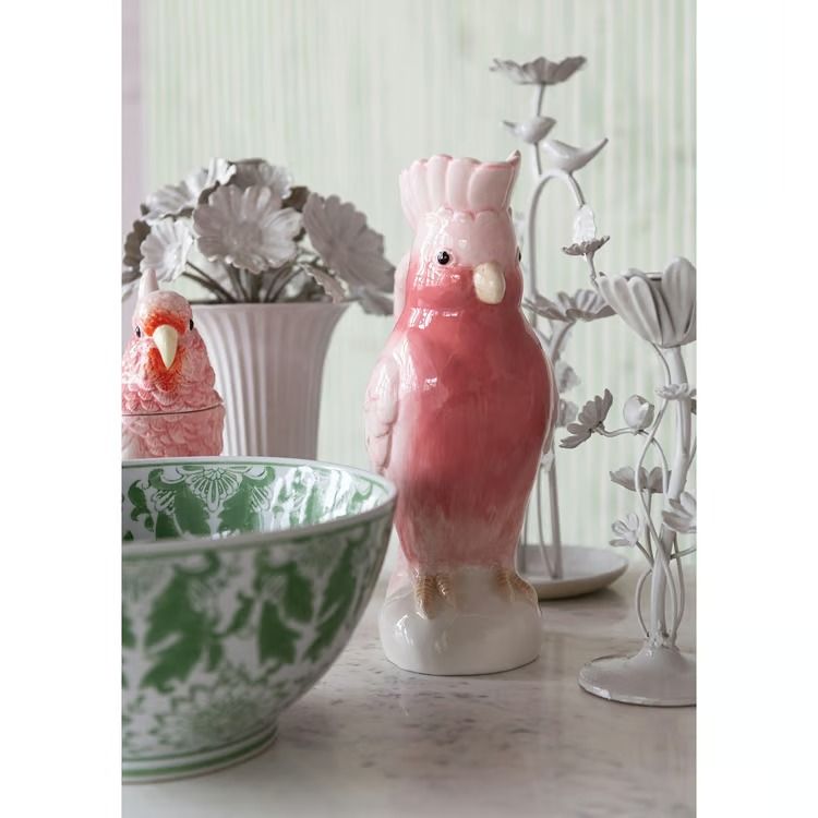 Ceramic Cockatoo Shaped Pitcher 6-3/4"L x 11-3/4"H