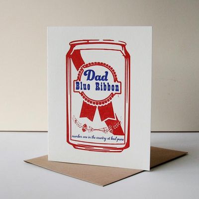 Blue Ribbon Dad - Letterpress Father's Day Greeting Card