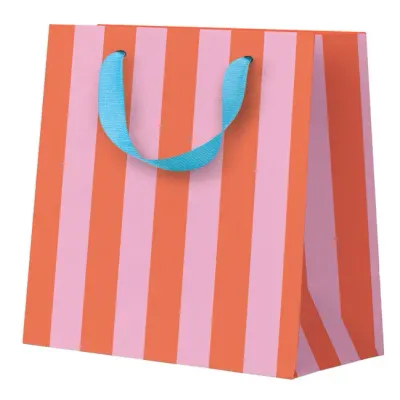 Pink And Orange Stripe Small Gift Bag