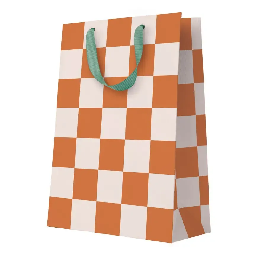Burnt Sienna Checkerboard Large Gift Bag