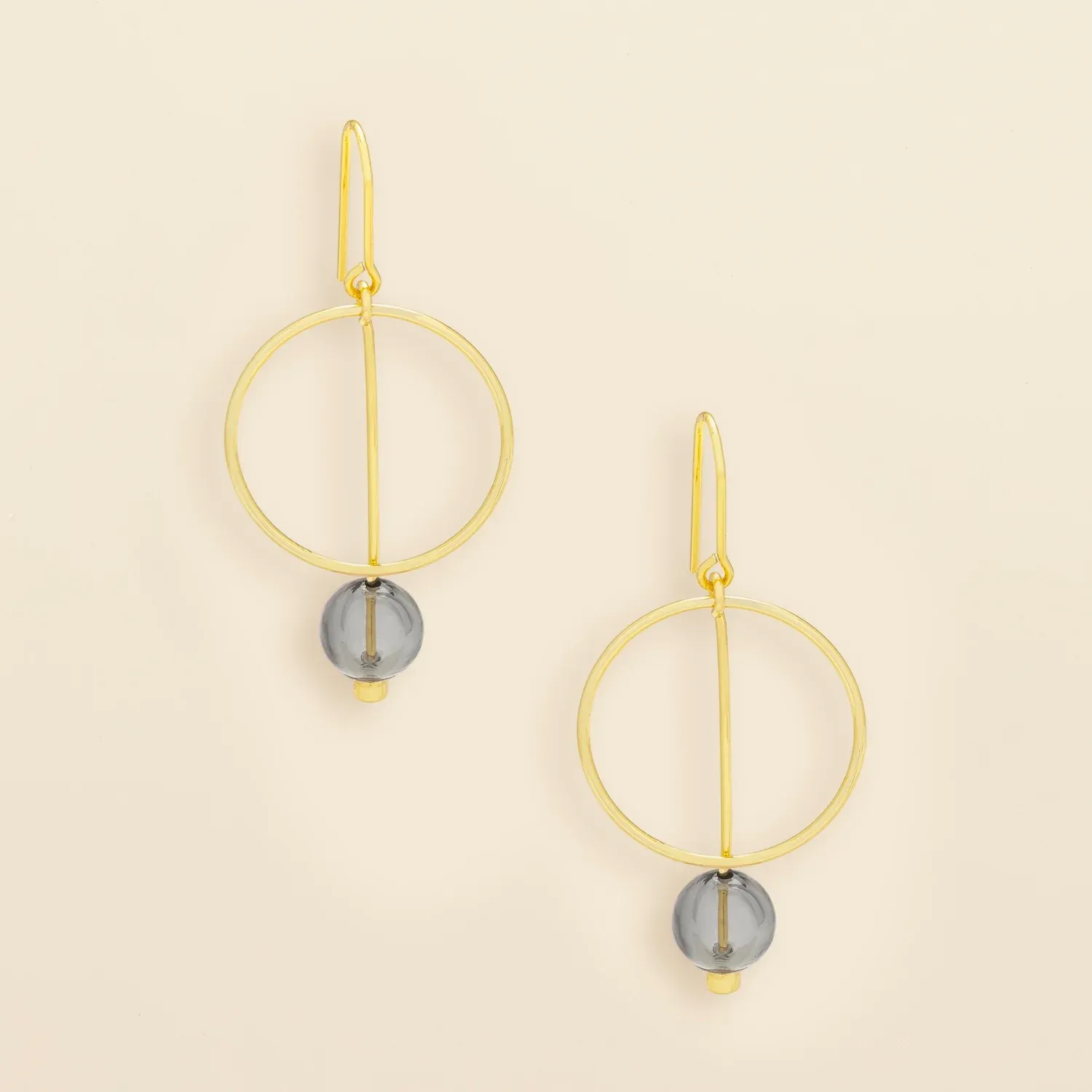 Refined Glass Drop Earrings Smoke Gold