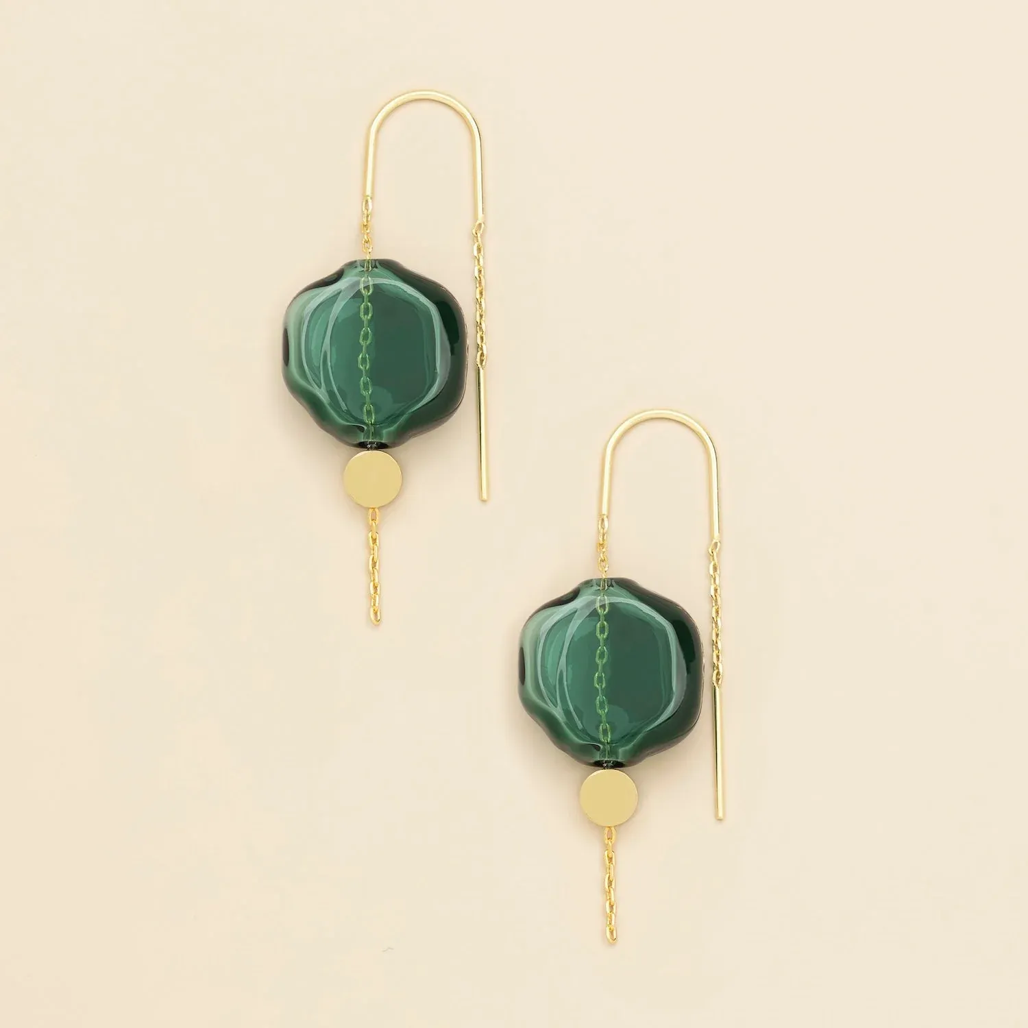 Refined Glass Organic Threader Teal Gold