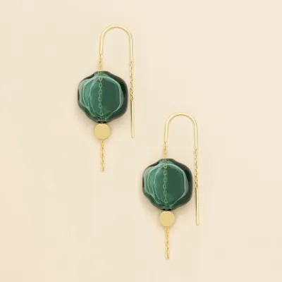Refined Glass Organic Threader Teal Gold