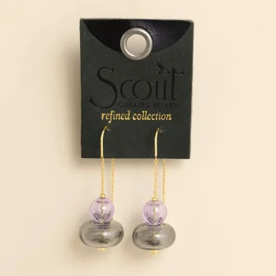 Refined Glass Stacked Threader Lavender Smoke Gold