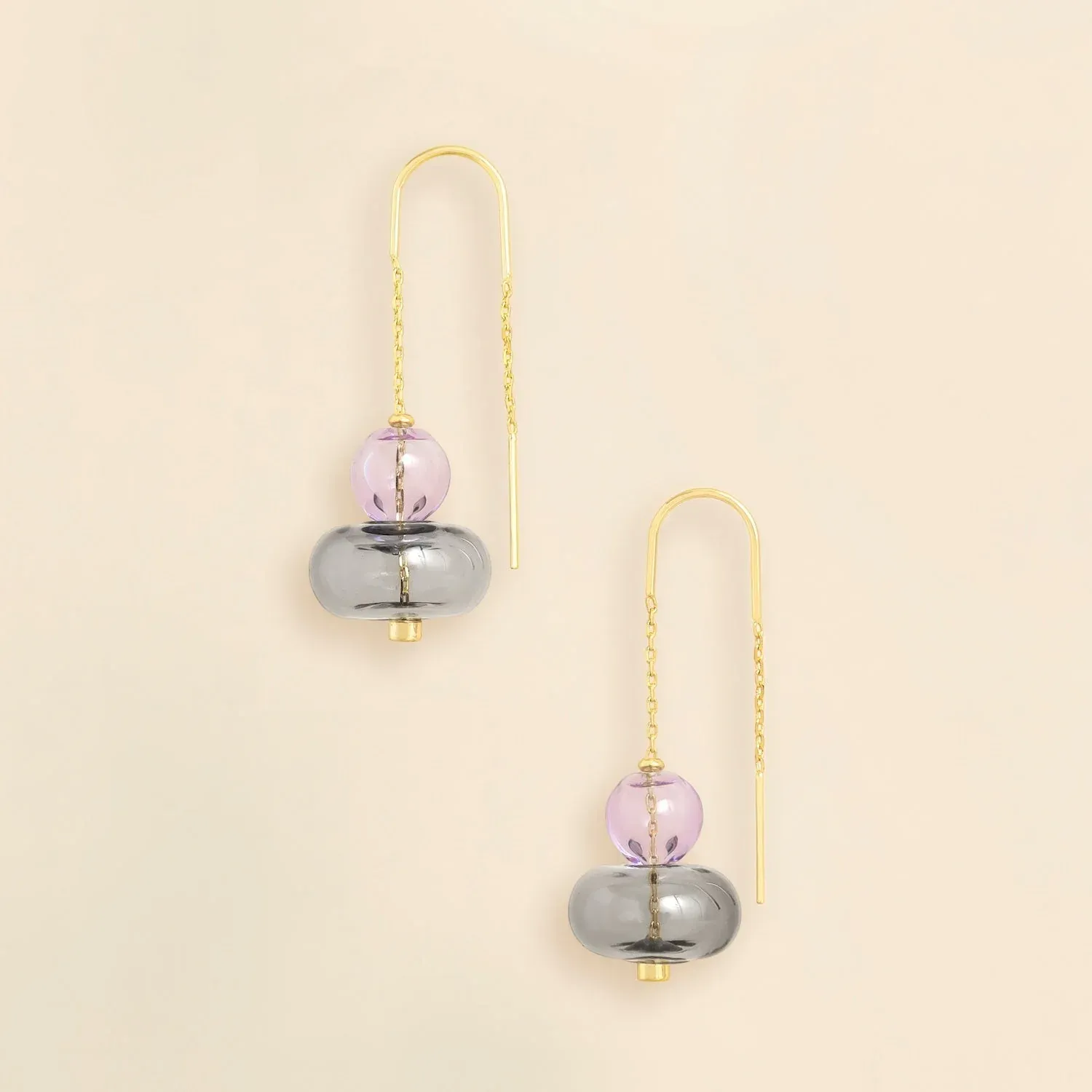 Refined Glass Stacked Threader Lavender Smoke Gold