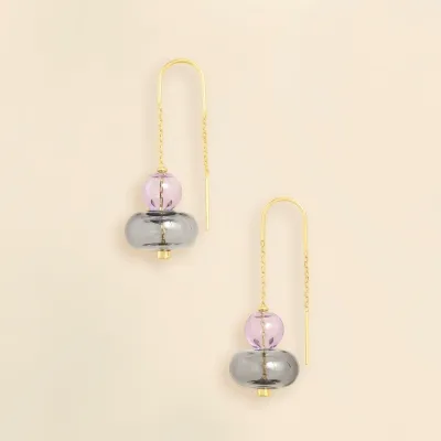 Refined Glass Stacked Threader Lavender Smoke Gold