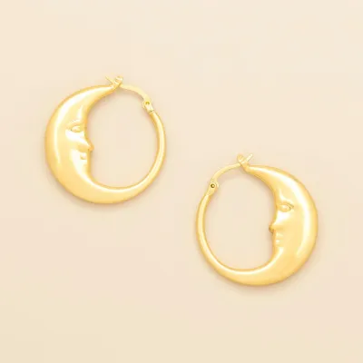 Refined Icon Earring Moon Hoop Gold