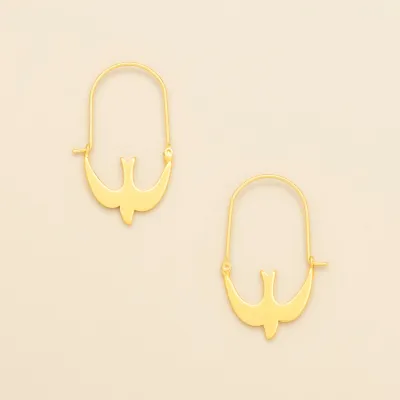 Refined Icon Earring Swallow Hoop Gold