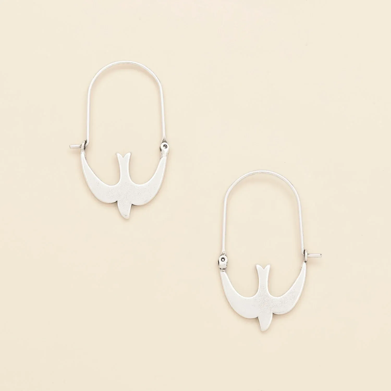 Refined Icon Earring Swallow Hoop Silver