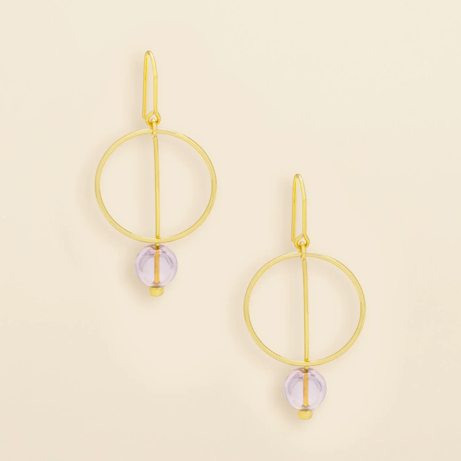 Refined Glass Drop Earrings Pink Gold