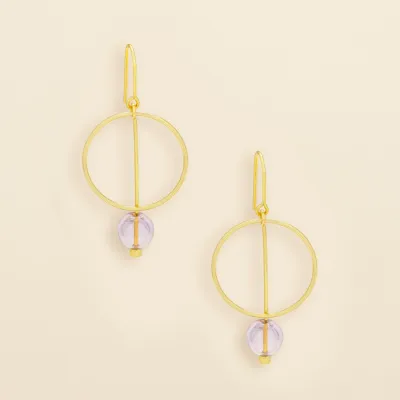 Refined Glass Drop Earrings Pink Gold
