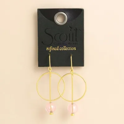 Refined Glass Drop Earrings Pink Gold