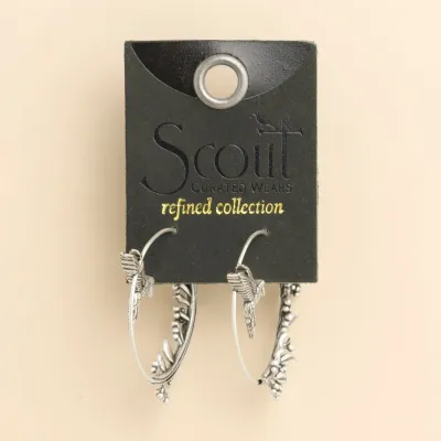 Silver Refined Icon Earring Hummingbird Hoop
