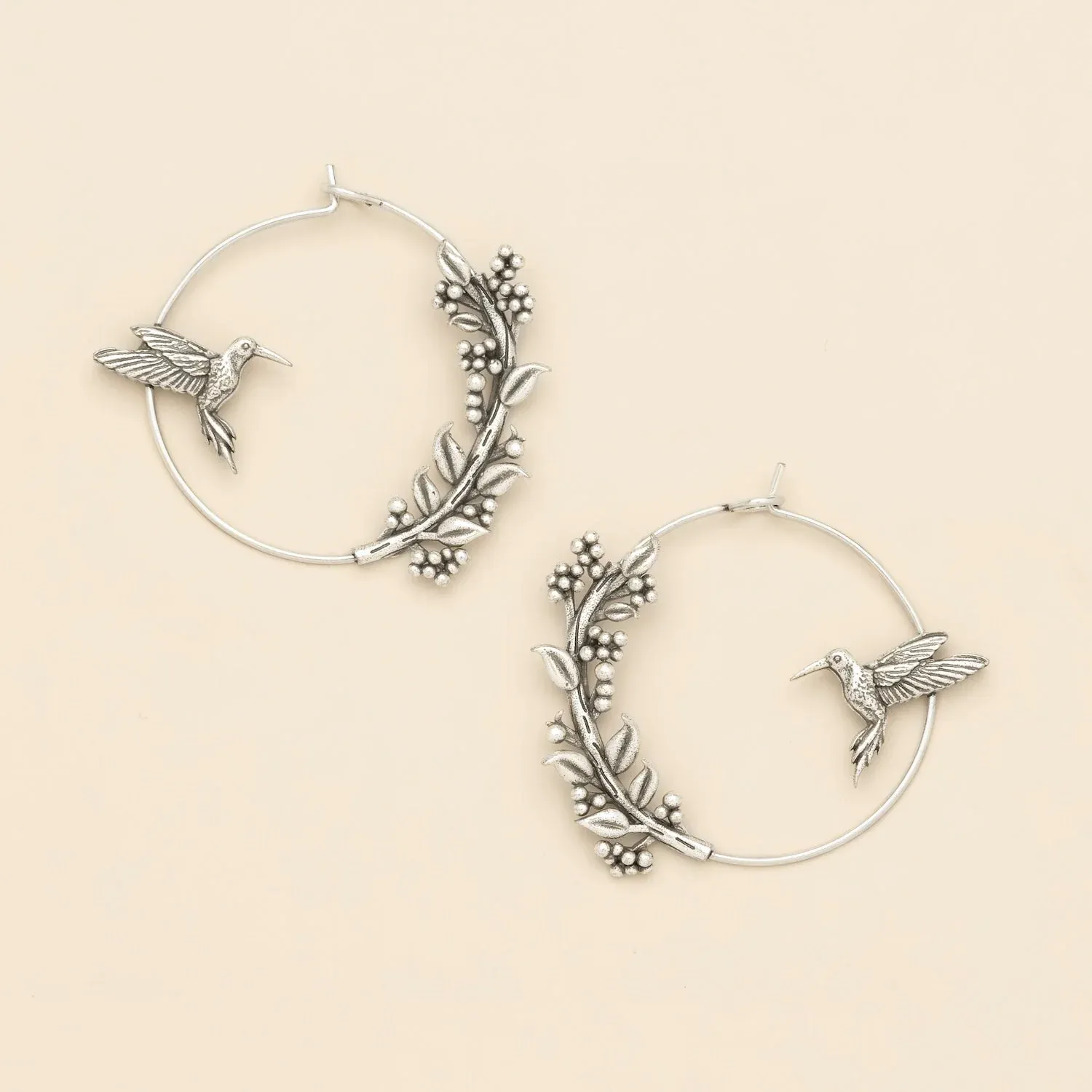 Silver Refined Icon Earring Hummingbird Hoop