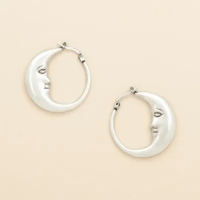 Refined Icon Earring Moon Hoop Silver