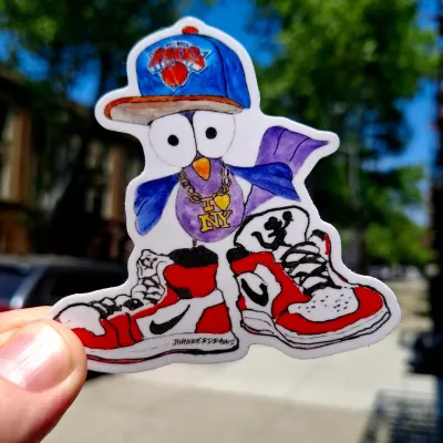 Ny Knicks Pigeon-Air Jordans-Vinyl Sticker-Hand Illustrated