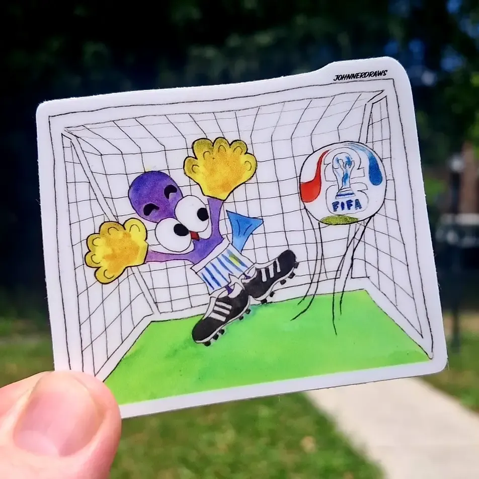 World Cup Pigeon Goalie 2026-Vinyl Sticker-Hand Illustrated