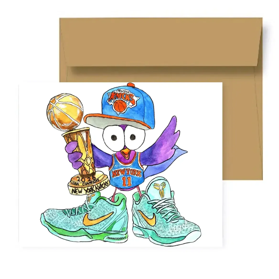 Ny Knicks Pigeon Champions!-Handmade Greeting Card