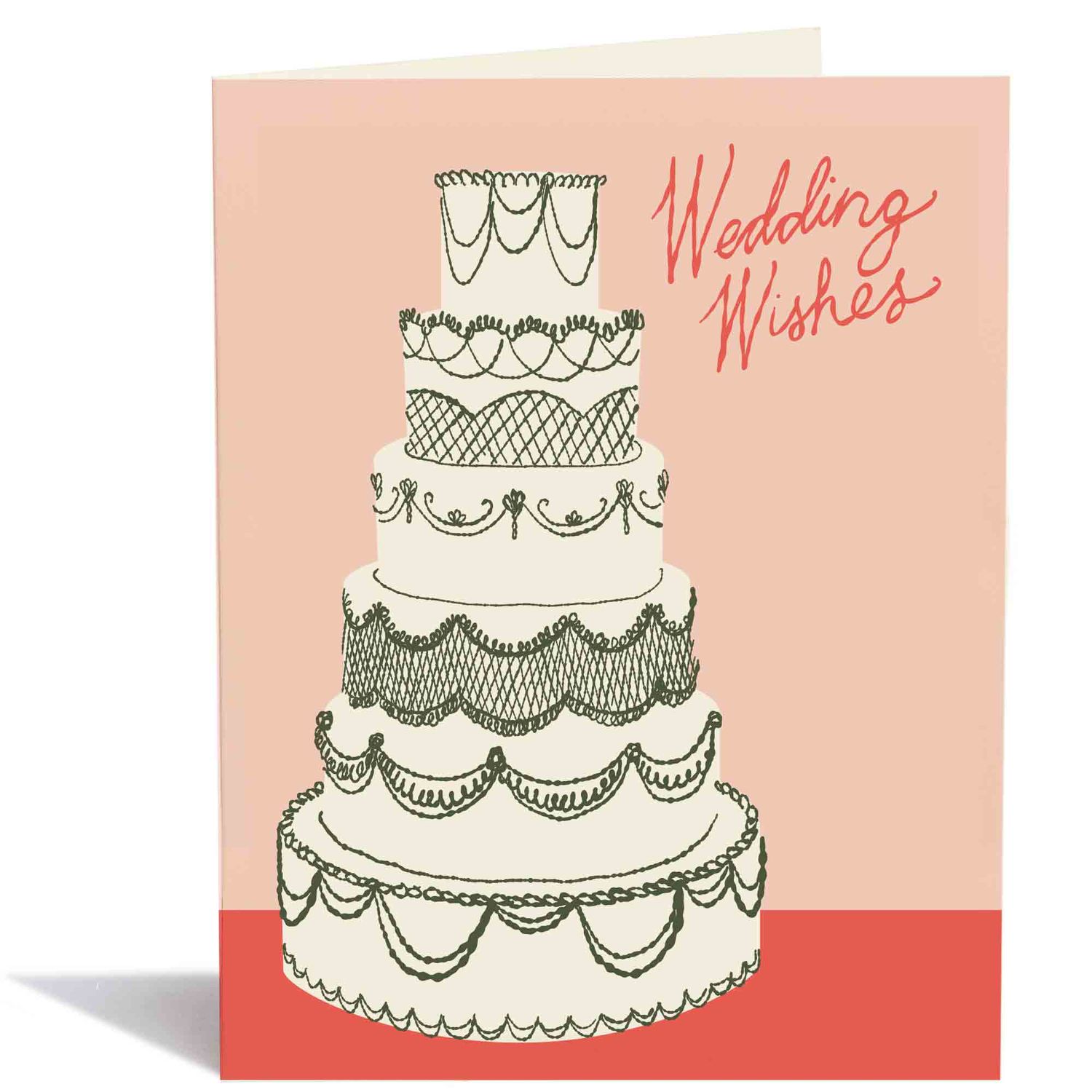 Retro Cake Wedding Wishes Card