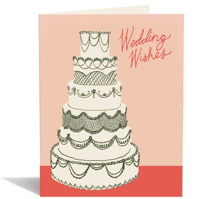 Retro Cake Wedding Wishes Card
