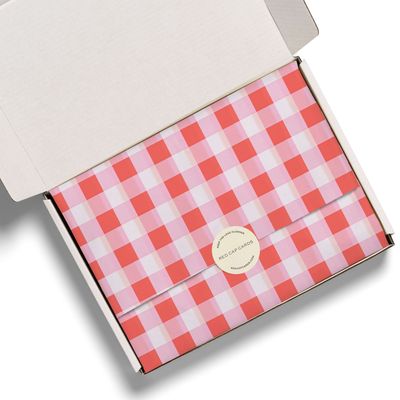 Red and Pink Checkers Tissue Paper