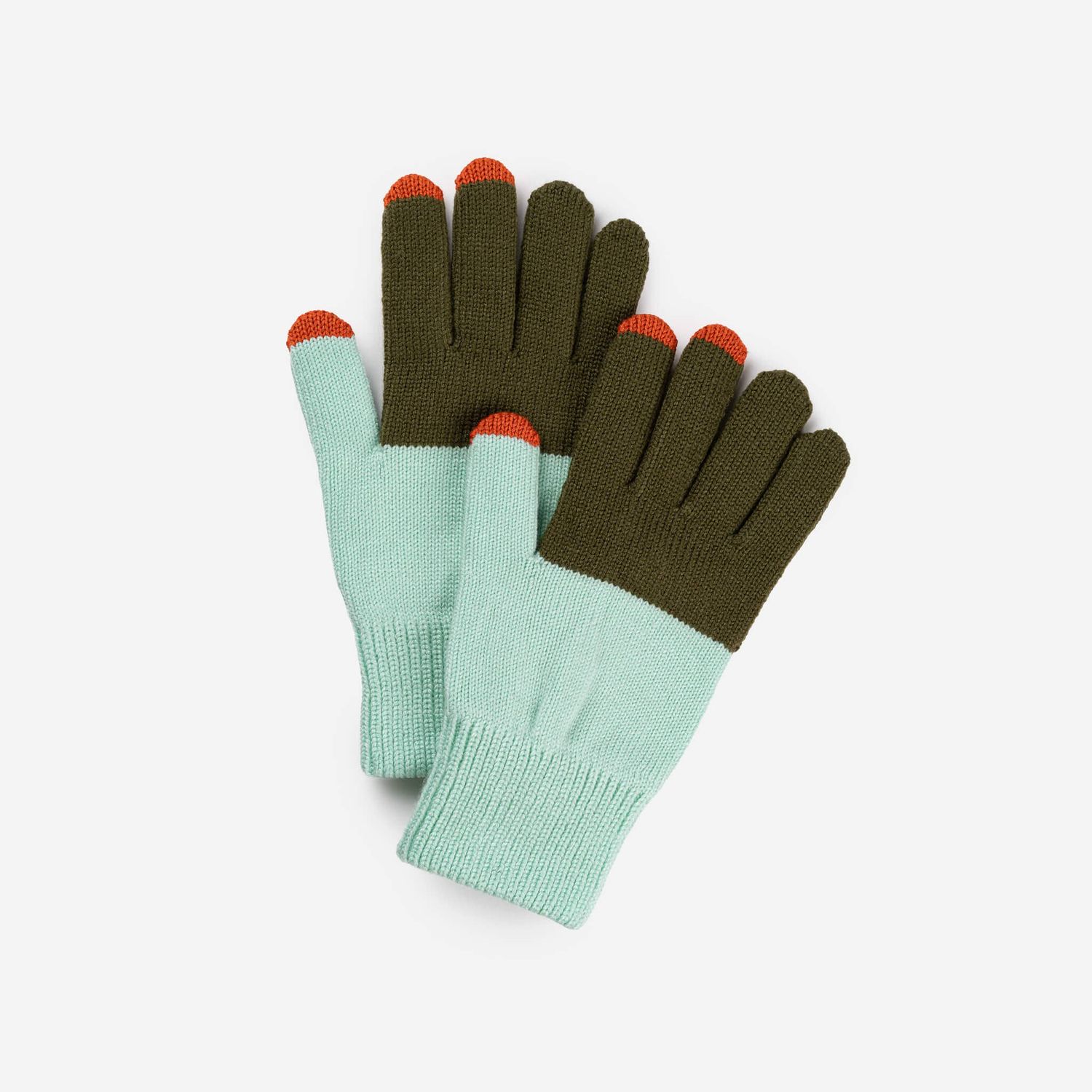 Colorblock Touchscreen Gloves Stone Blue Rust