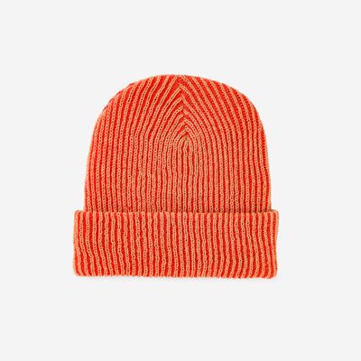Simple Rib Beanie Stone Blue Rust