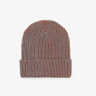 Simple Rib Beanie Stone Blue Rust