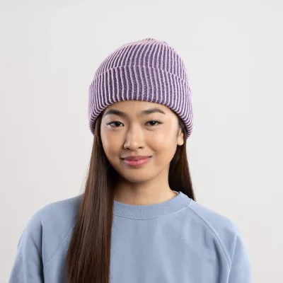 Simple Rib Beanie Lilac Denim