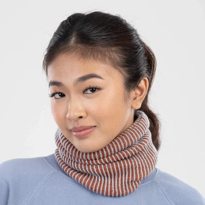 Simple Rib Snood Stone Blue Rust