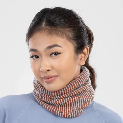 Simple Rib Snood Stone Blue Rust