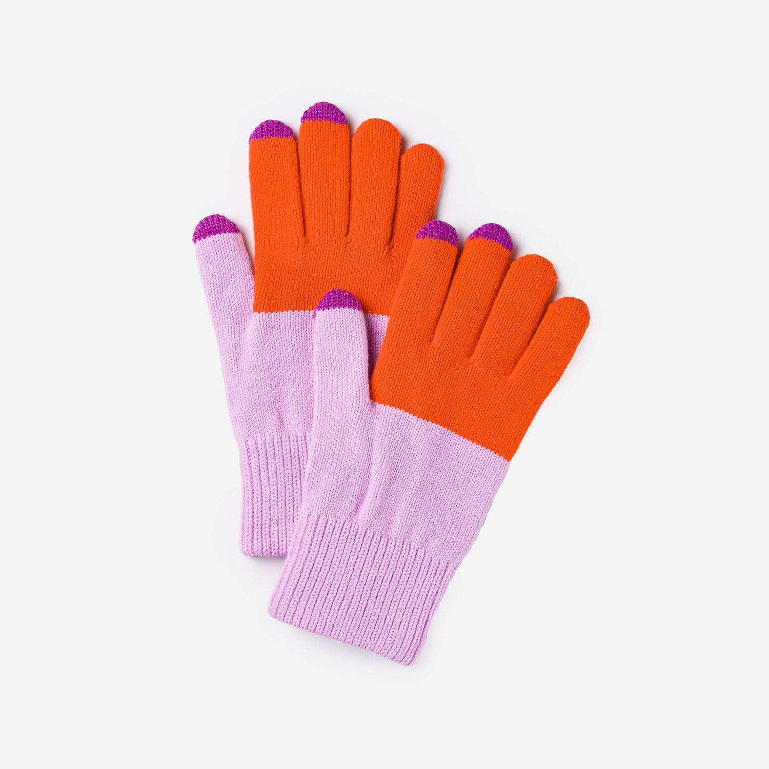 Colorblock Touchscreen Gloves Lilac Denim