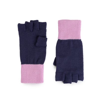 Colorblock Fingerless Gloves  Lilac Denim S/M