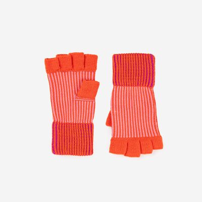 Pinstripe Fingerless Gloves Poppy S/M