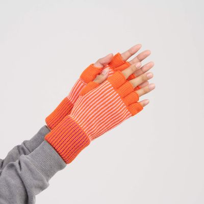 Pinstripe Fingerless Gloves Poppy S/M