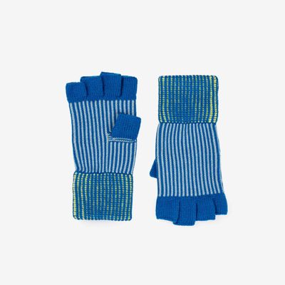 Pinstripe Fingerless Gloves Cobalt S/M
