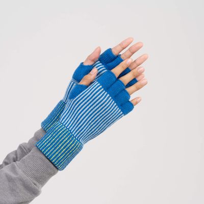 Pinstripe Fingerless Gloves Cobalt S/M