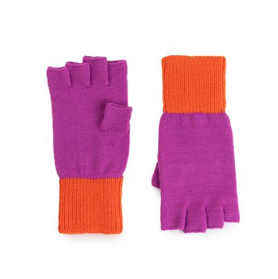 Colorblock Fingerless Gloves Poppy Magenta S/M