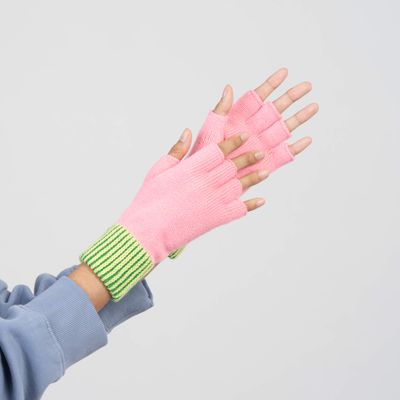 Pinstripe Fingerless Gloves Moss S/M