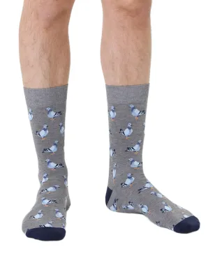 Men's Bamboo Crew Socks Pigeons