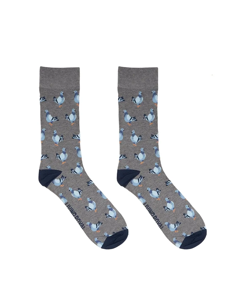 Men's Bamboo Crew Socks Pigeons