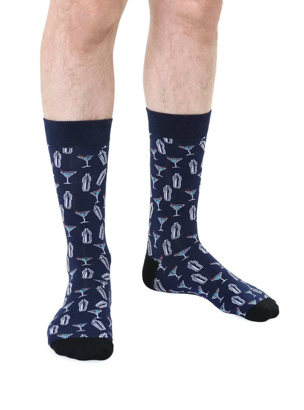 Men's Bamboo Crew Socks Martini Shakers