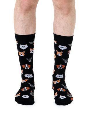 Men's Bamboo Crew Socks Dog