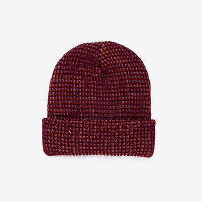 Simple Grid Beanie Wine Red