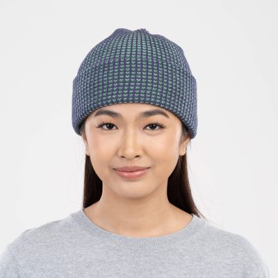 Simple Grid Beanie Indigo