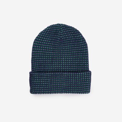 Simple Grid Beanie Indigo
