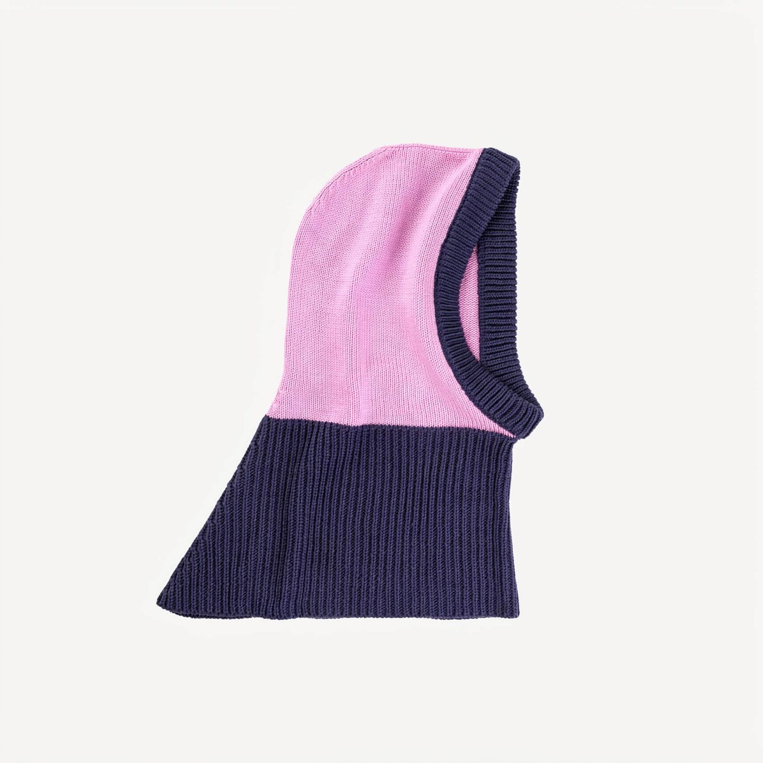 Colorblock Knit Hood Lilac Denim