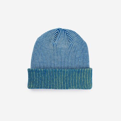 Pinstripe Plush Beanie Cobalt