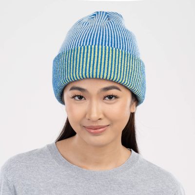 Pinstripe Plush Beanie Poppy